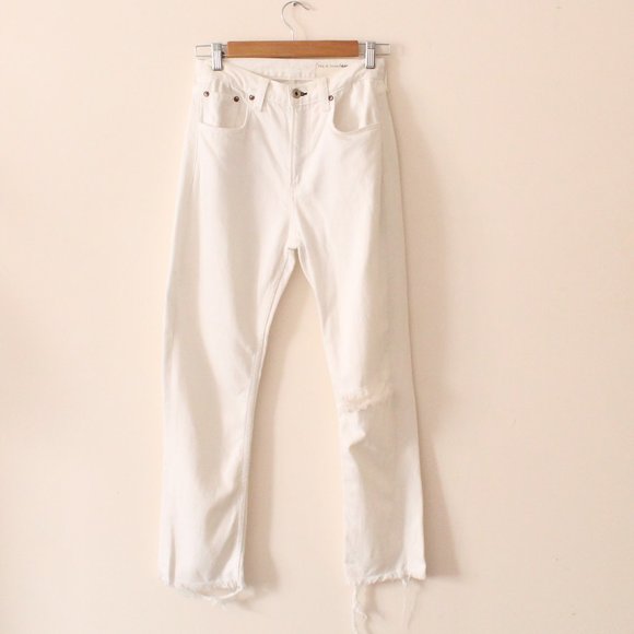 Rag & Bone Marilyn Crop Flare Jeans Distressed White Size 26 - Picture 2 of 9